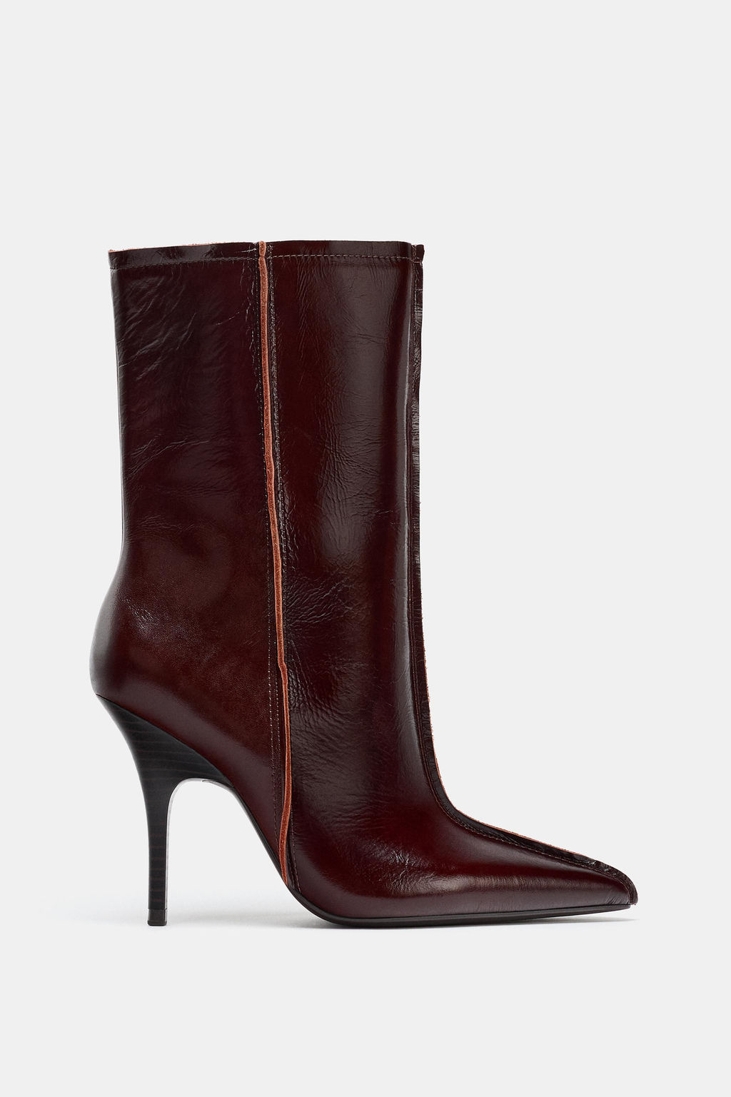LEATHER POINTED TOE ANKLE BOOTS - Zara фото 4