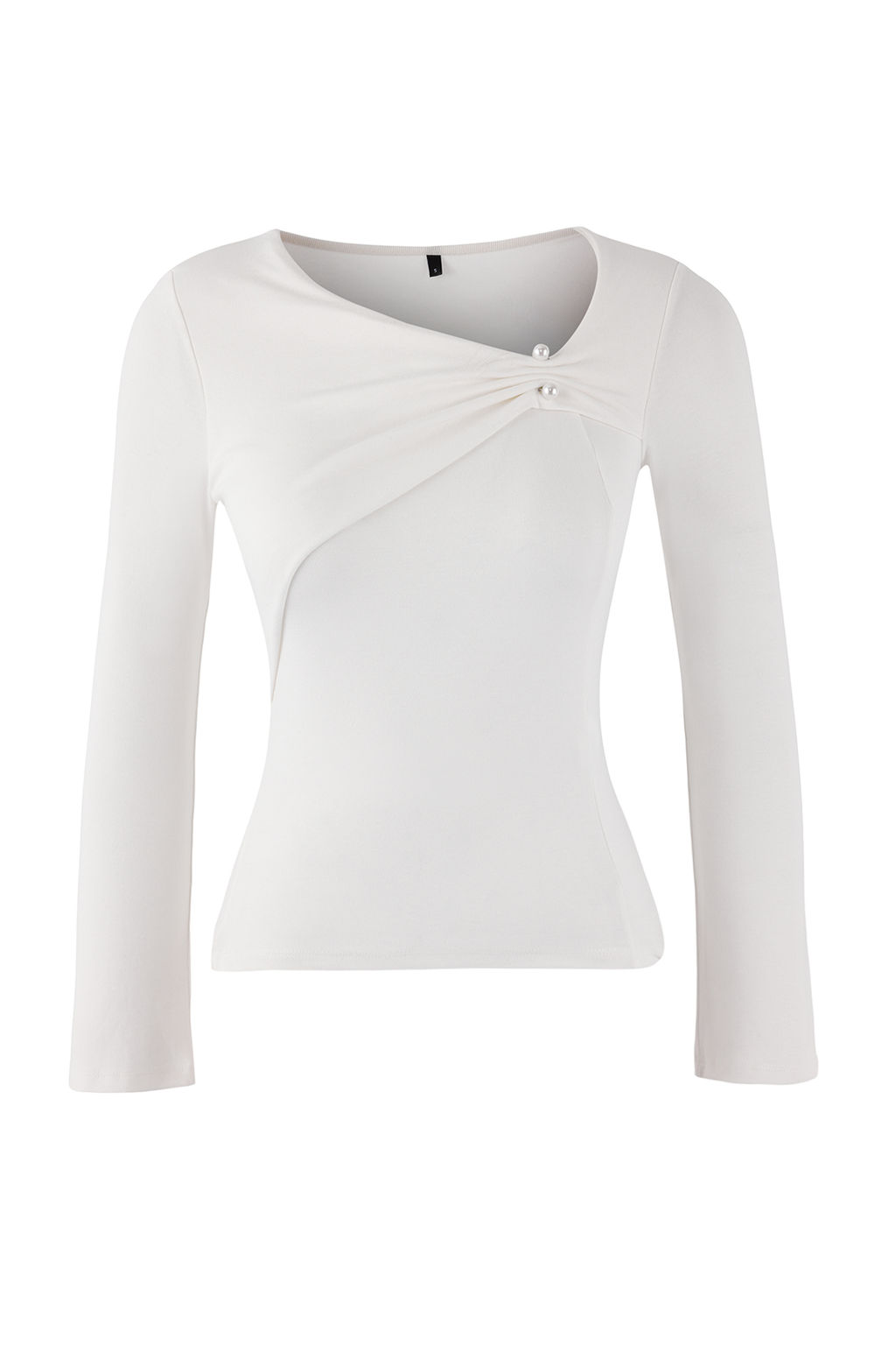 Ekru Fitted/Vucuda Oturan Asimetrik Yaka Aksesuar Detayl? Premium Yumusak Orme Bluz TWOSS26BZ00178 - Trendyolmilla фото 5