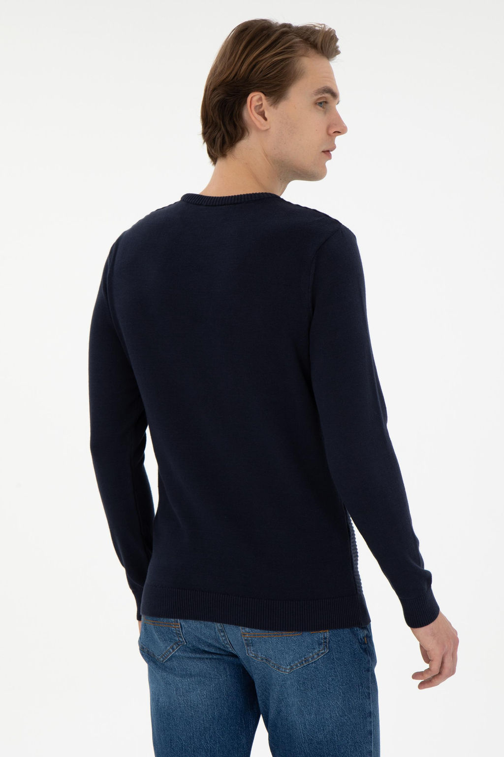 Erkek Slim Fit Bisiklet Yaka Lacivert Kazak - U.s. polo assn фото 5