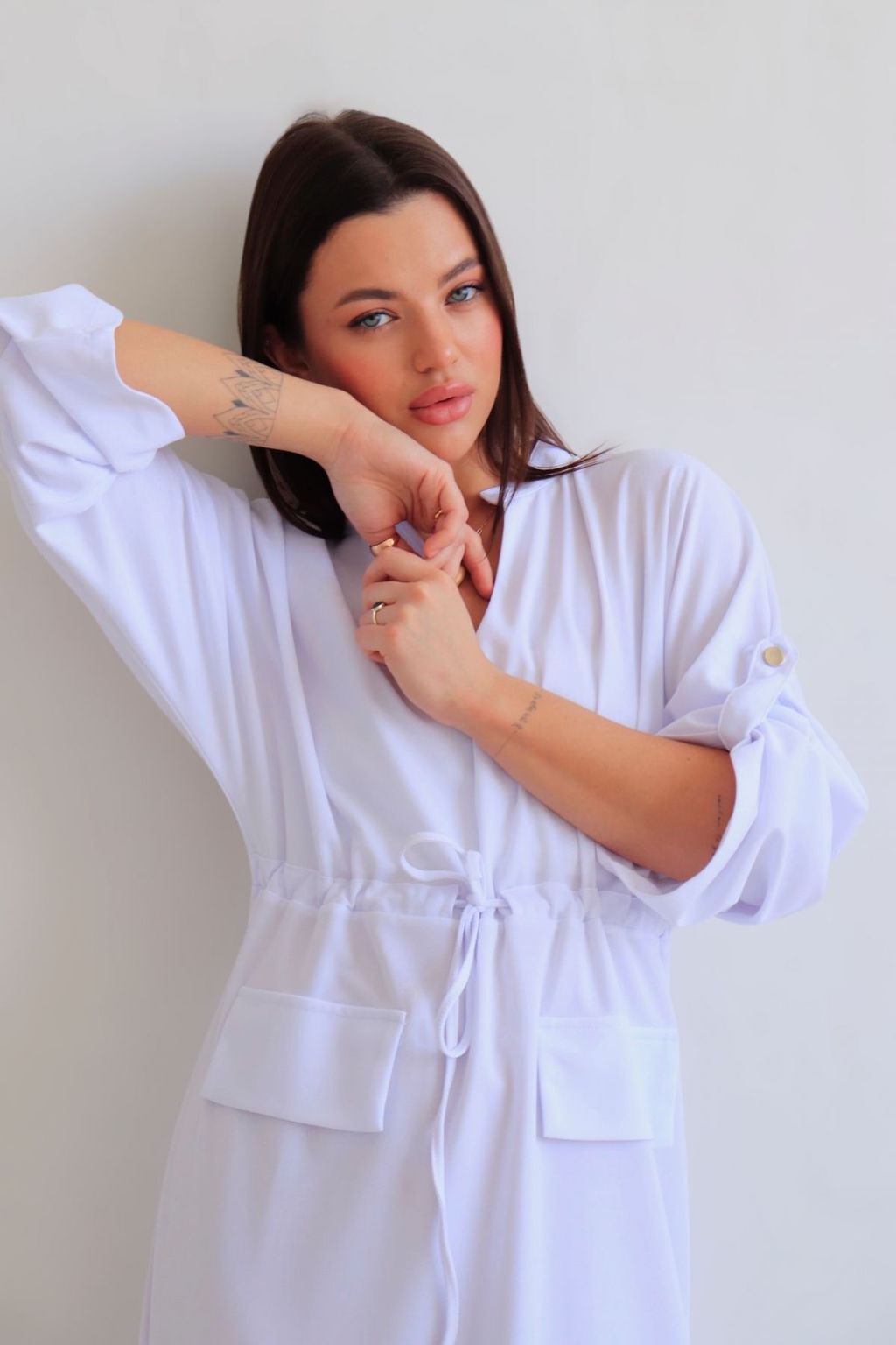 Martichelli Платье на кулиске белое  фото 10