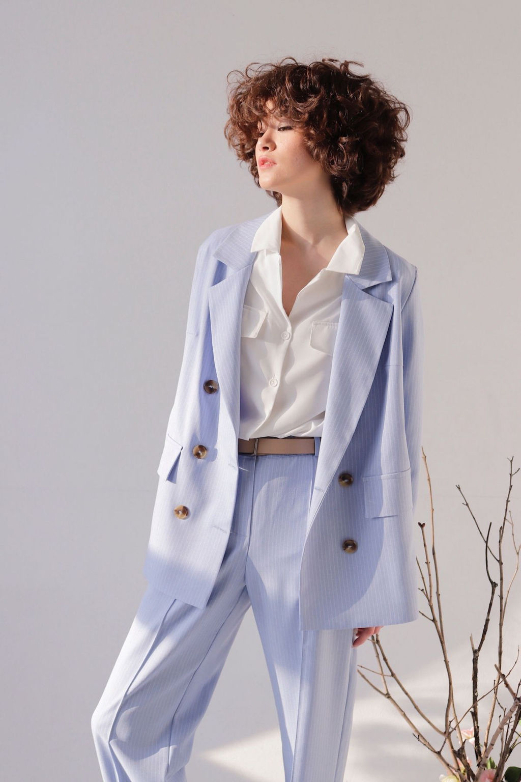 Брюки со стрелками голубые в полоску - Martichelli фото 8