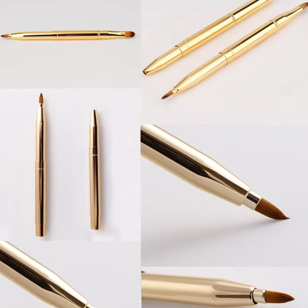 Nail Art Двусторонняя кисть для нанесения точечного макияжа губ, золотистый фото 10