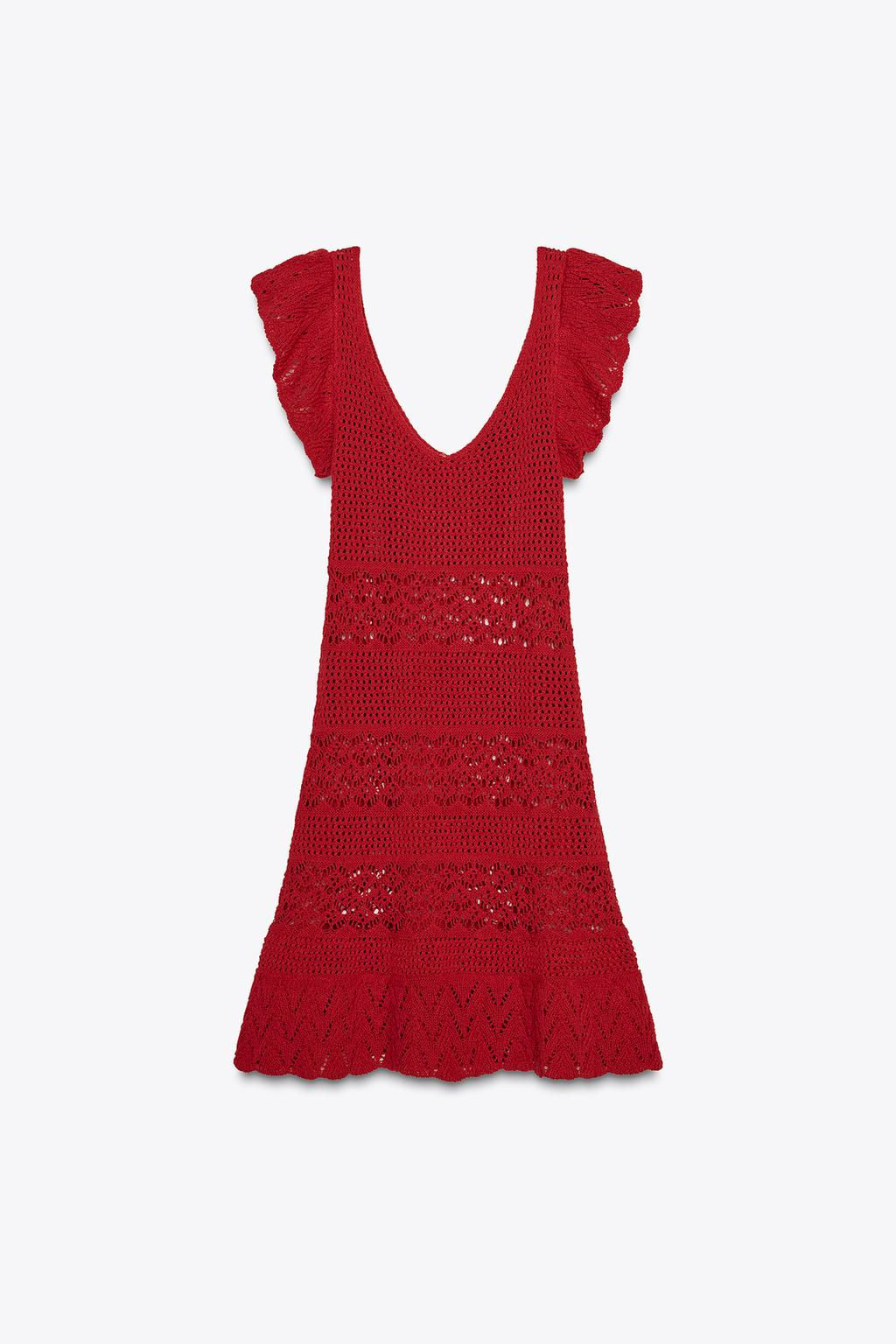 TEXTURED KNIT RUFFLE MINI DRESS - Zara фото 7