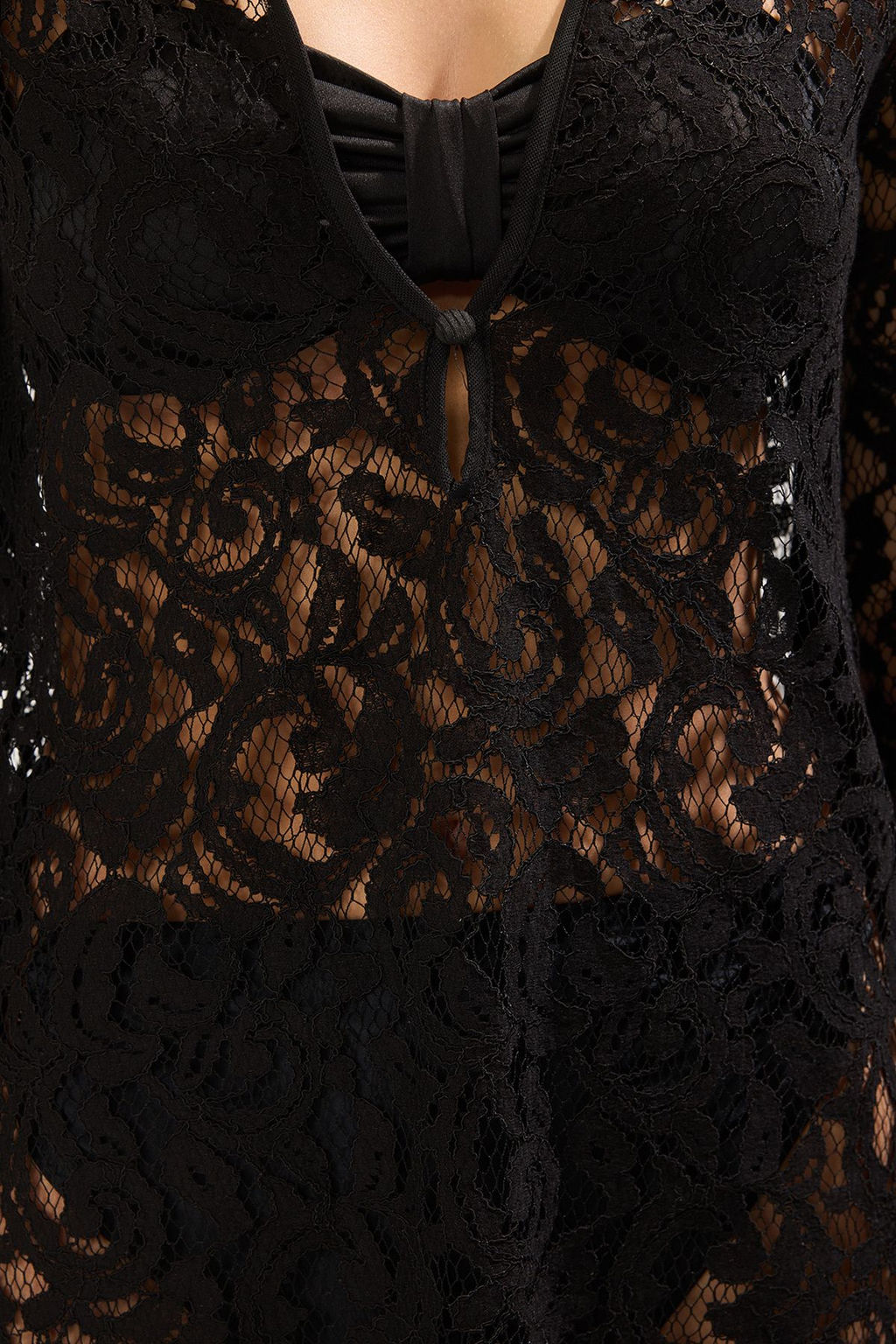 TRENDYOLMILLA Siyah Mini Orme Dantel Plaj Elbisesi TBESS25EL00088 фото 3