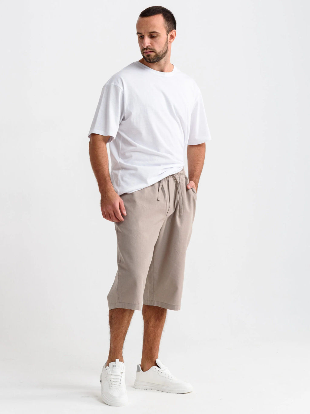 Бриджи Оптима Льняные из хлопка с льном мокко фото 16