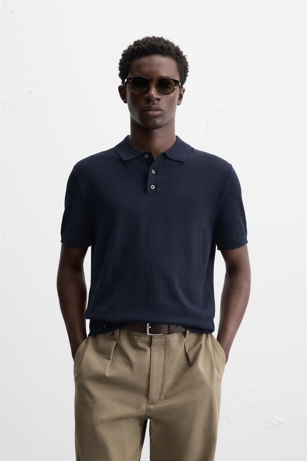 VISCOSE BLEND KNIT POLO SHIRT - Zara фото 4