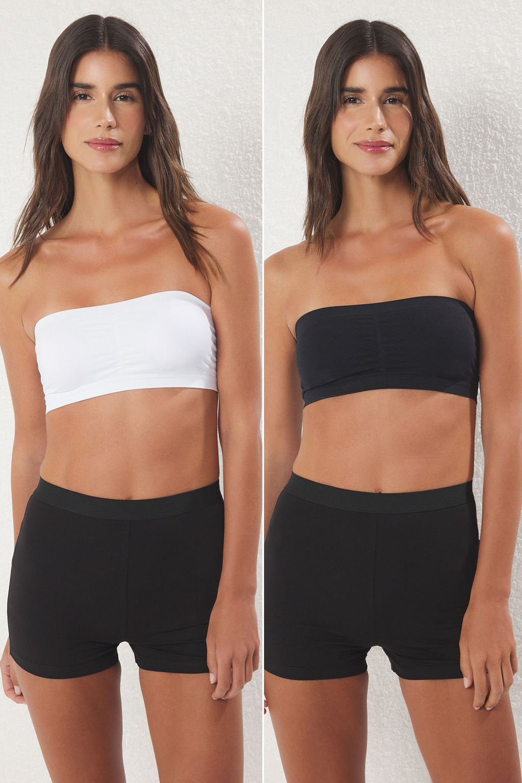 TRENDYOLMILLA Siyah-Ten 2li Seamless/Dikissiz Balensiz Kapl? Bandeu Orme Sutyen THMSS25SU00010