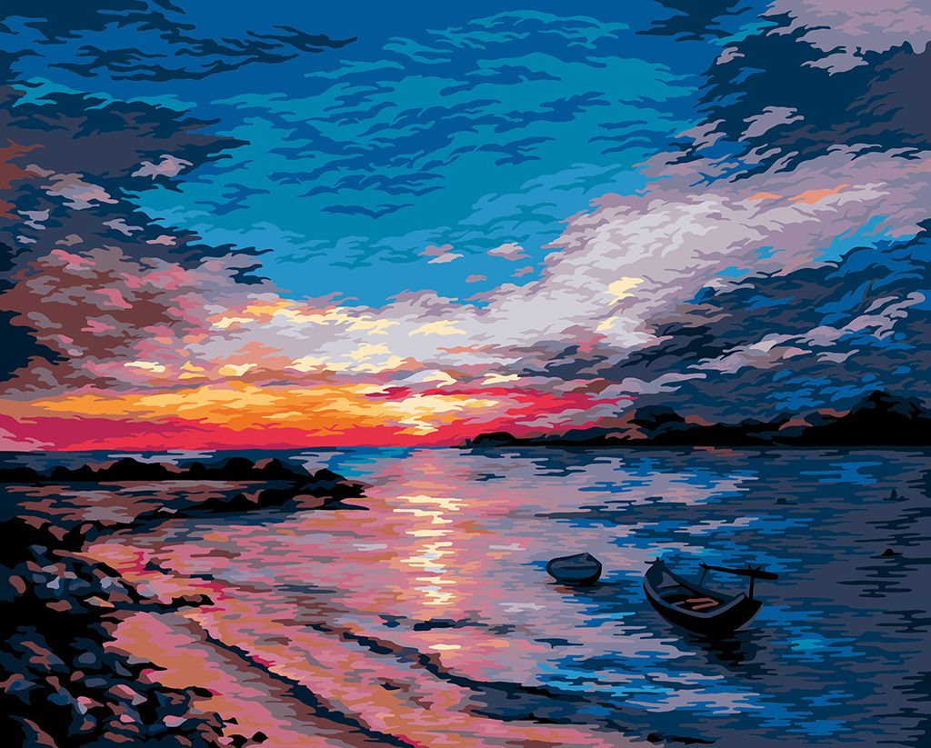 ФРЕЯ PNB/PL-050 Набор для раскрашивания по номерам 50 х 40 см Закат на побережье