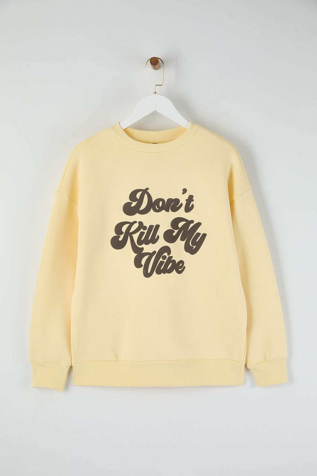 Teen Sar? Kabartma Slogan Bask?l? Oversize/Genis Kal?p Kal?n Orme Sweatshirt TWOAW26SW00172