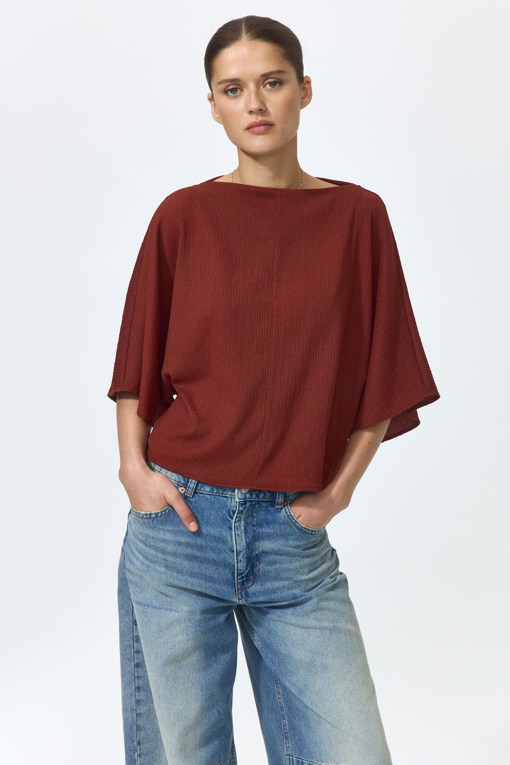 Top efecto arrugado con escote barco - H&m фото 5