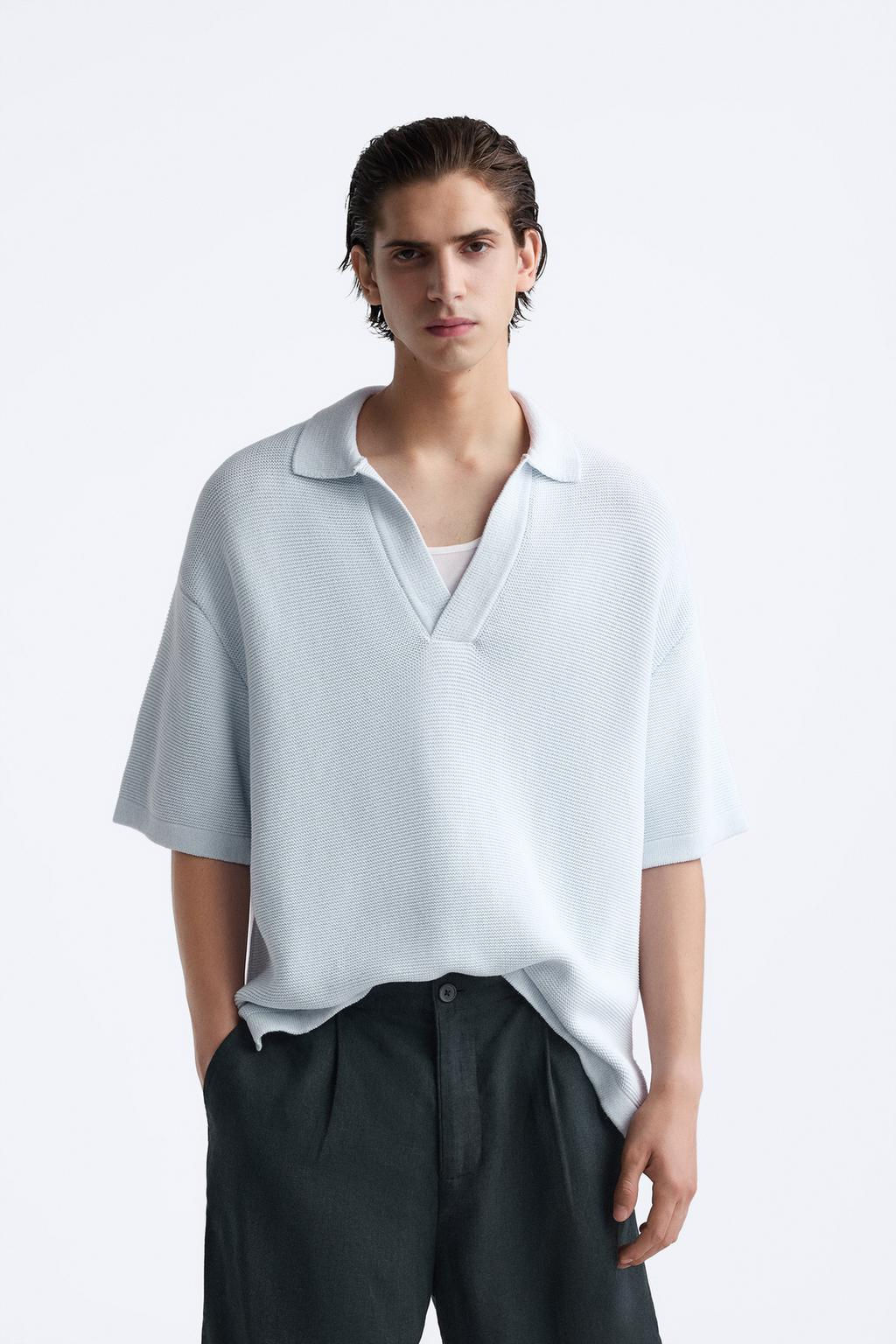 TEXTURED KNIT POLO SHIRT - Zara фото 2