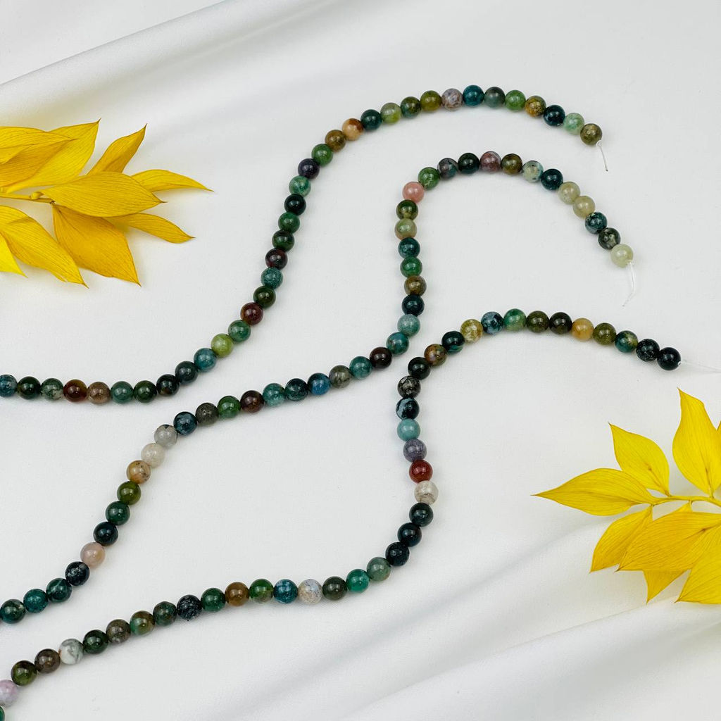 Бусины для украшений из Мохового агата (58 бусин) 38 см