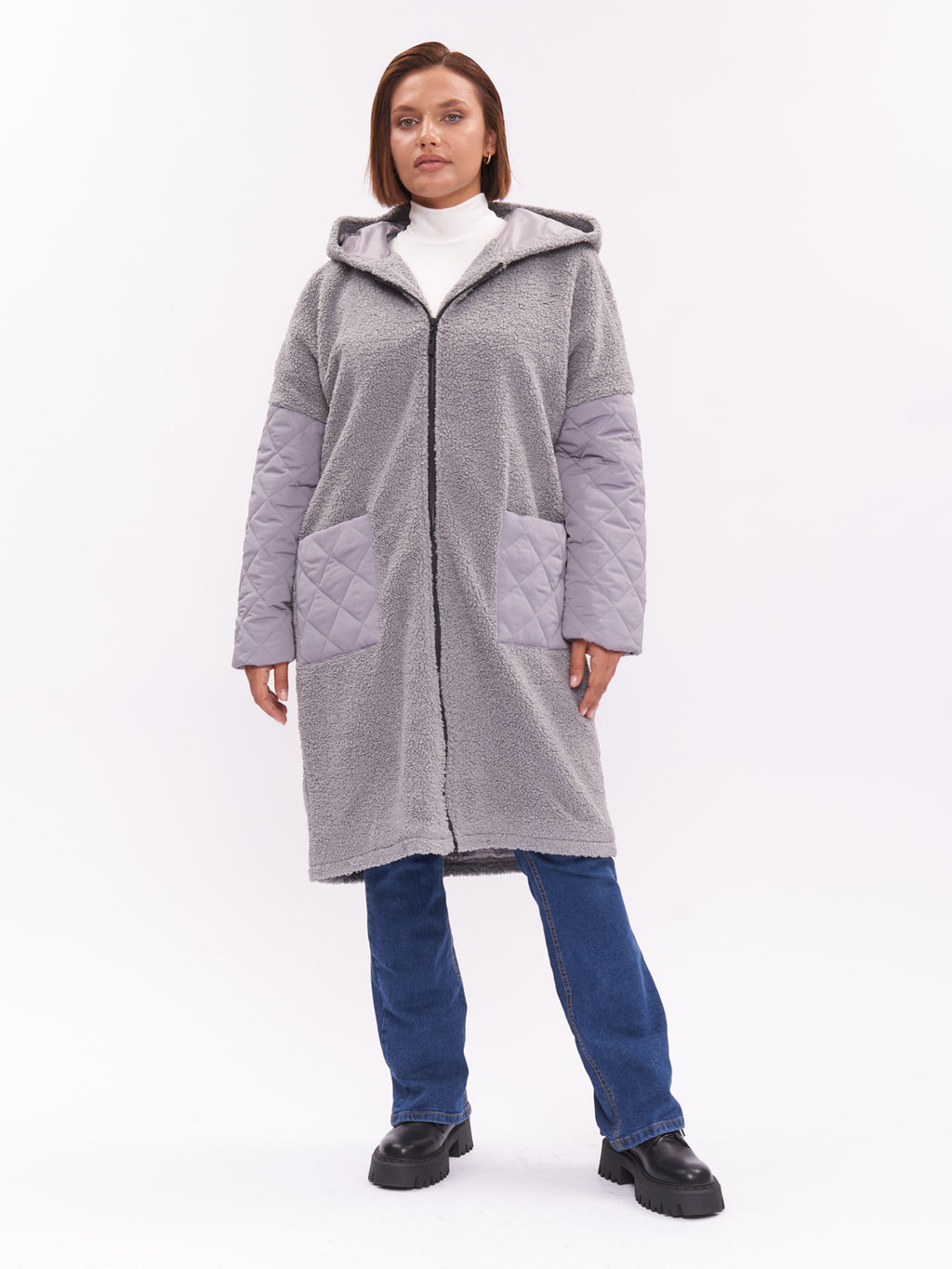 Пальто комбинированное из букле ZPL10533ROL23 - Артесса фото 2