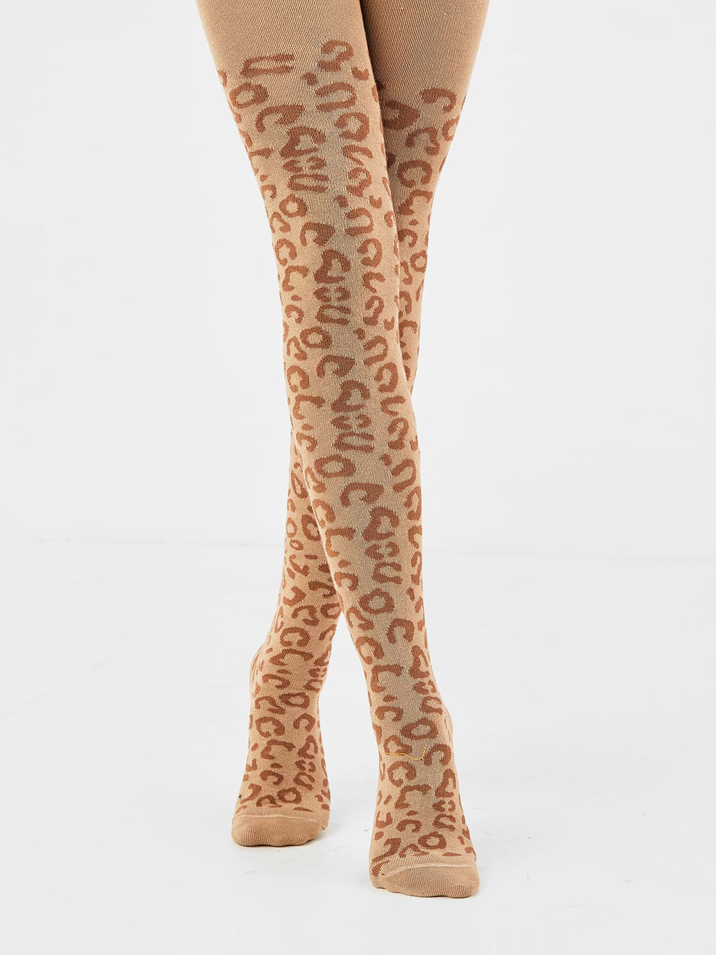 Цена за 3 пары! Детские колготки в цвете капучино с леопардовым паттерном - Mark formelle фото 2