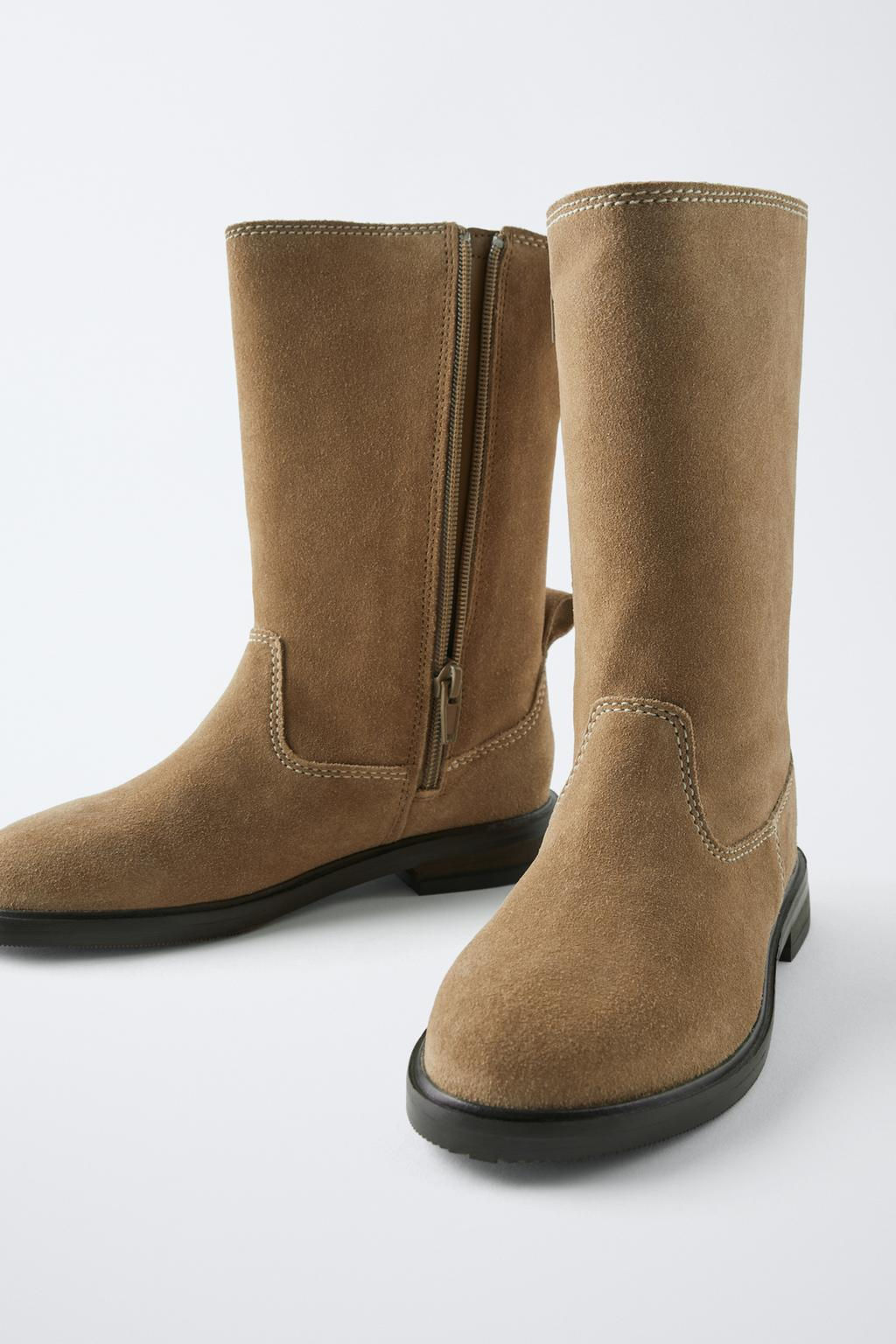 LEATHER SPLIT SUEDE BOOTS - Zara фото 4