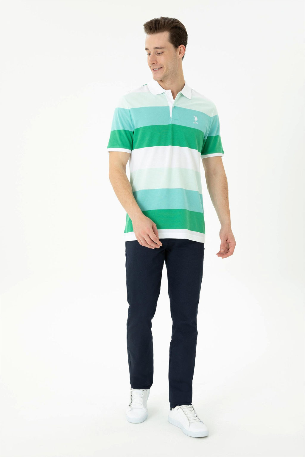 U. S. Polo Assn Мужская зеленая футболка с воротником-поло - U.s. polo assn фото 11