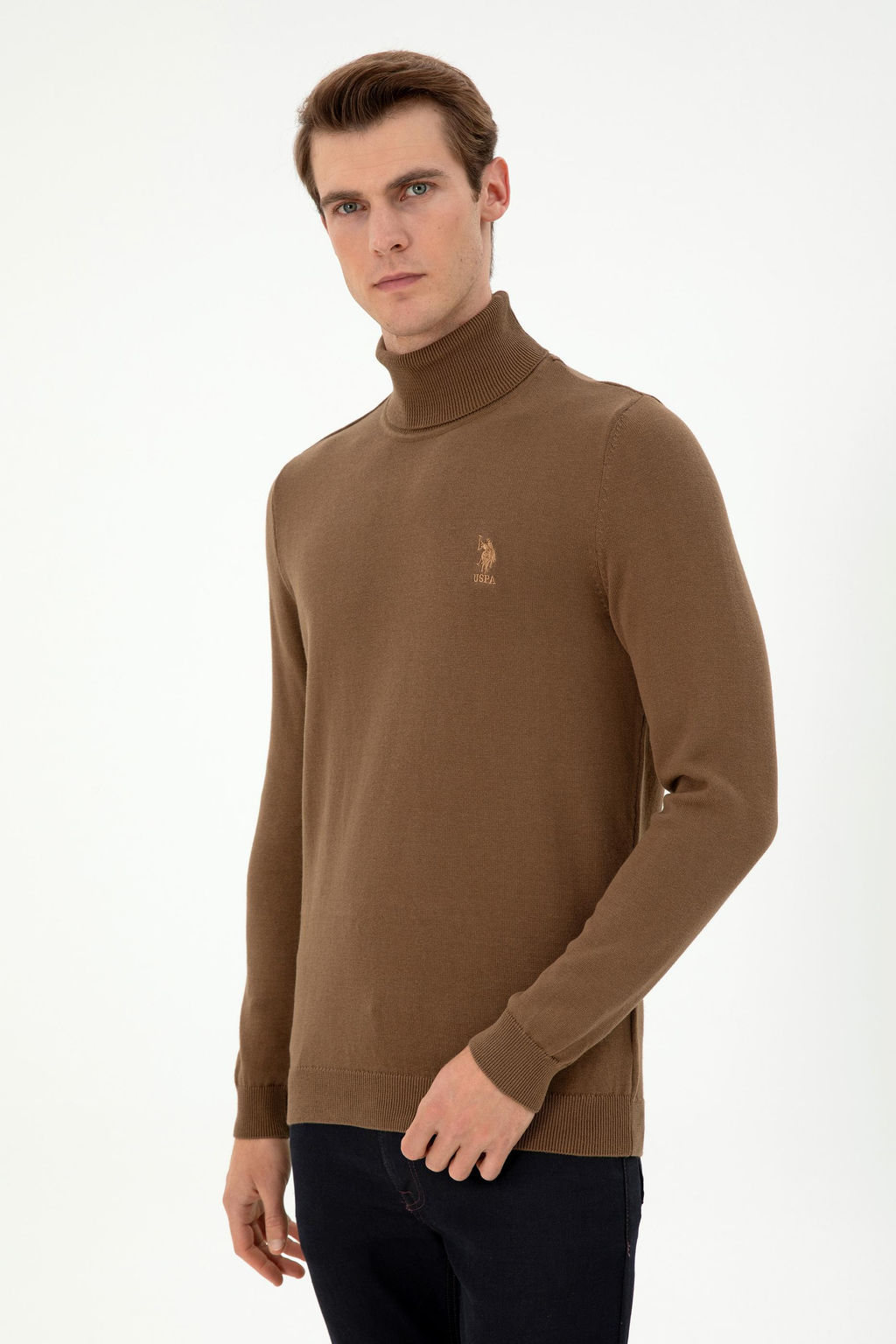 Мужской базовый свитер хаки меланжевого цвета Неожиданная скидка в корзине - U.s. polo assn фото 3
