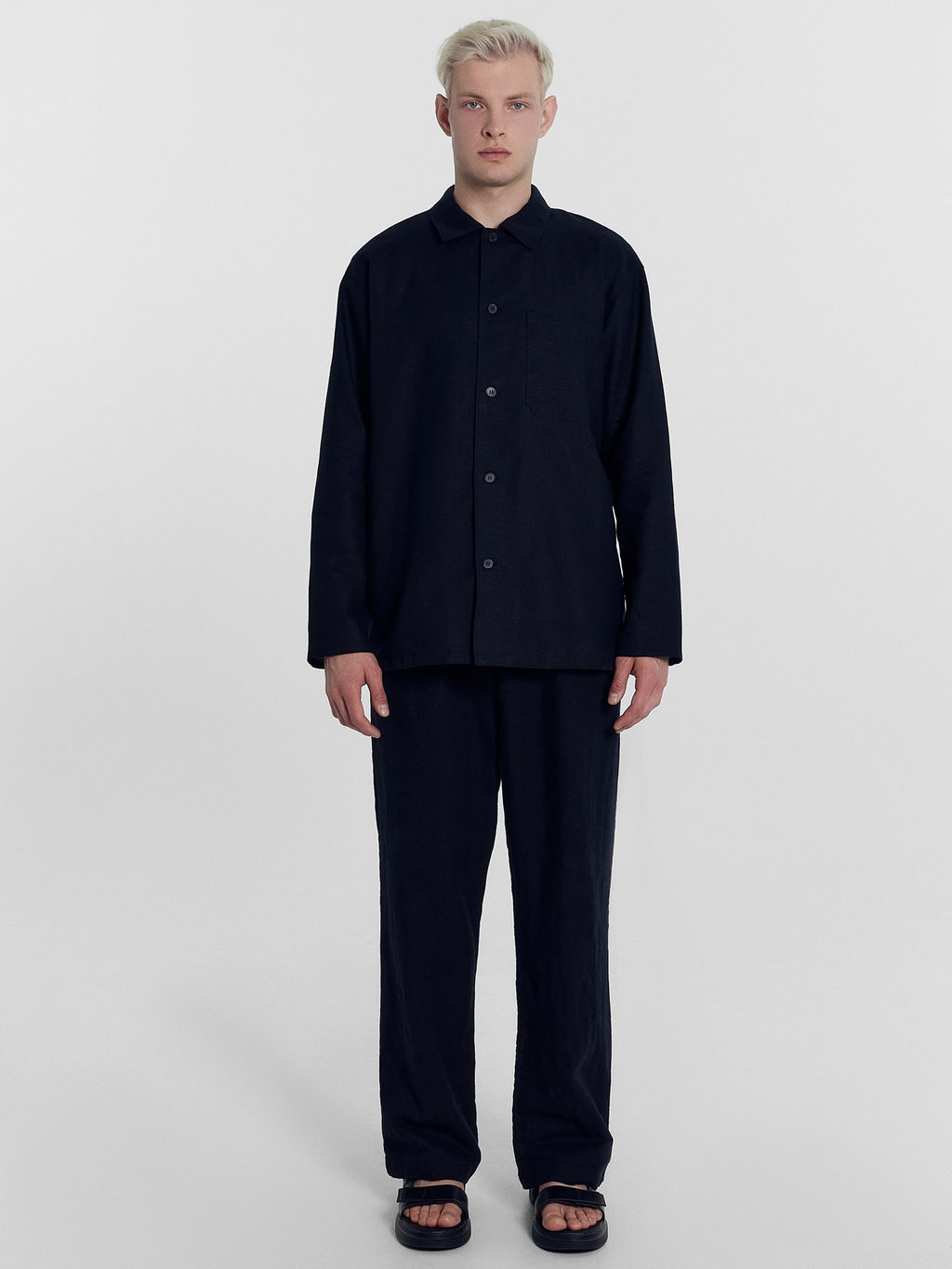 Брюки мужские черные из хлопка и льна черный 181259-1 - Mark formelle фото 3