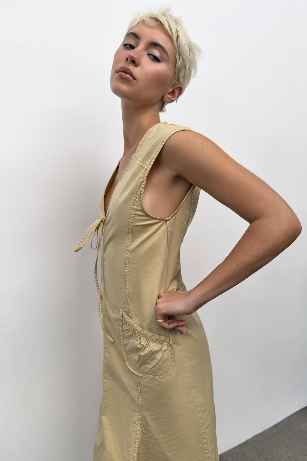 VESTIDO MIDI GABARDINA / Aceite - Zara фото 2
