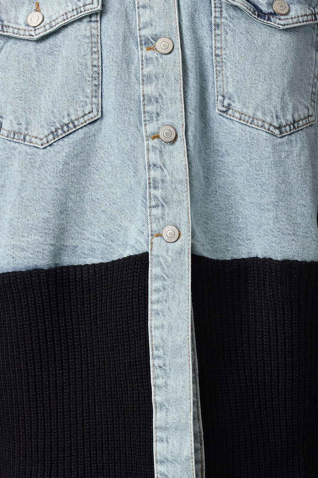Mavi Siyah Triko Detayl? Kontrast Renk Bloklu Oversize Denim Ceket TWOAW25CE00025 - Trendyolmilla фото 3