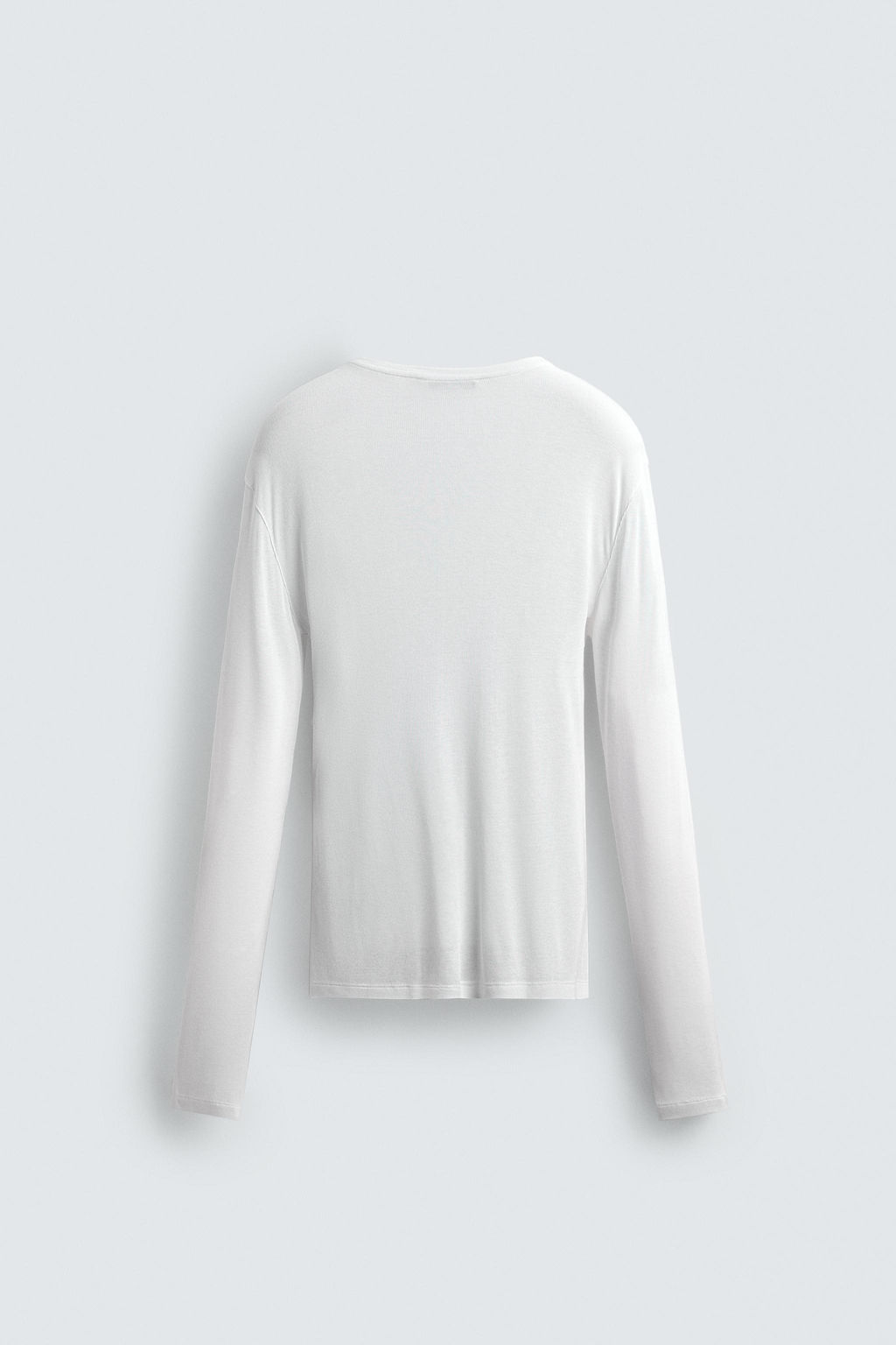 CAMISETA MANGA LARGA ESTRUCTURA VISCOSA / Blanco - Zara фото 7