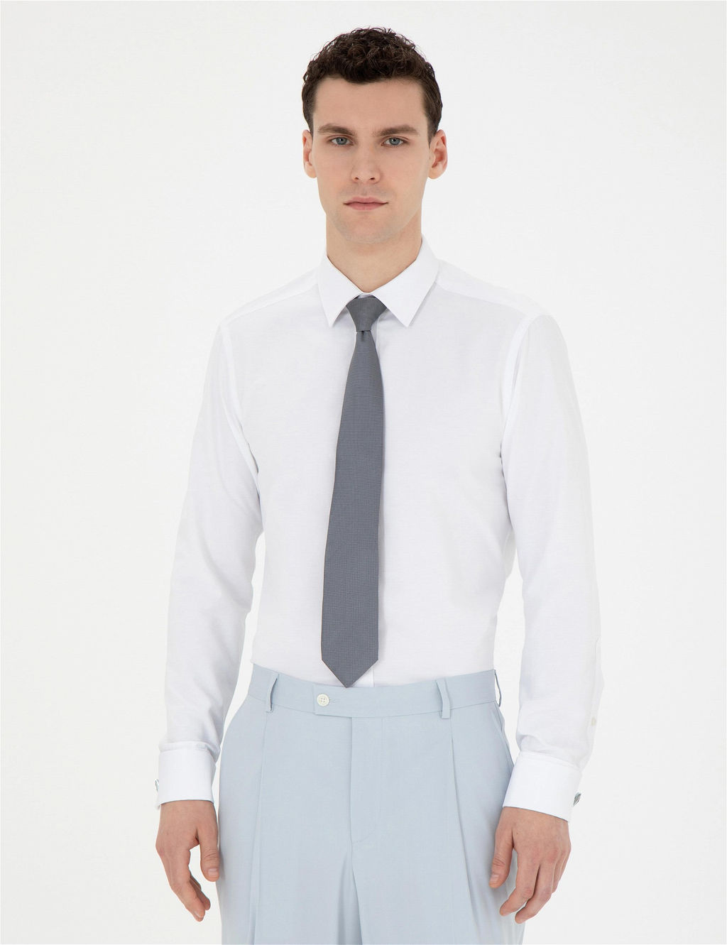 Beyaz Slim Fit Uzun Kollu Klasik G_mlek