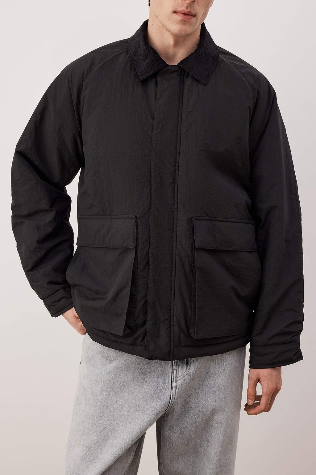 Siyah Regular Fit Kadife Yaka Erkek K?sl?k Mont TMNAW26MO00019 - Trendyolmilla фото 3