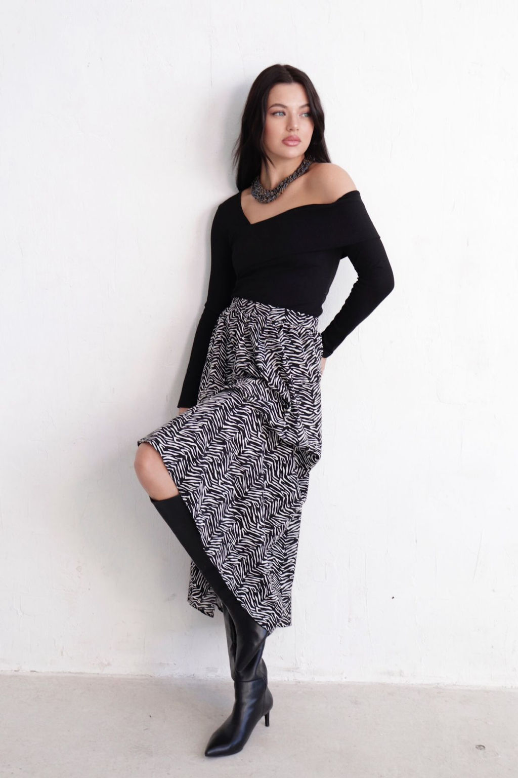 11314 Юбка А-силуэта чёрно-белая - Martichelli фото 18