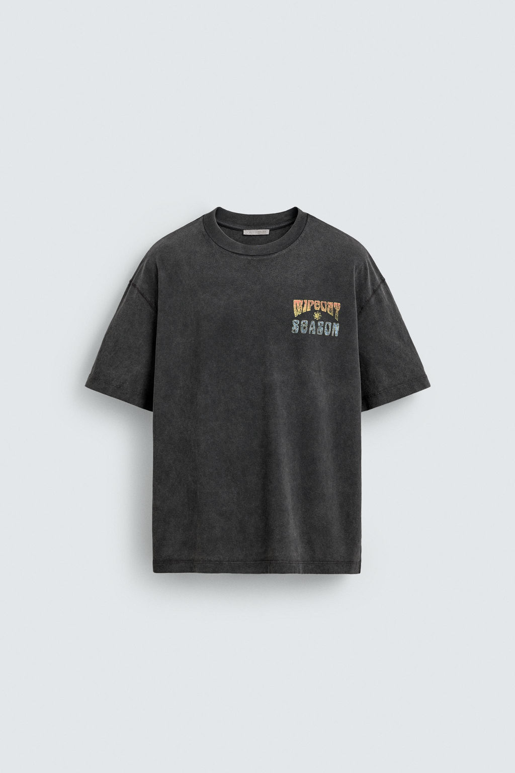 CAMISETA LAVADA ESTAMPADO SURF / Marr?n oscuro