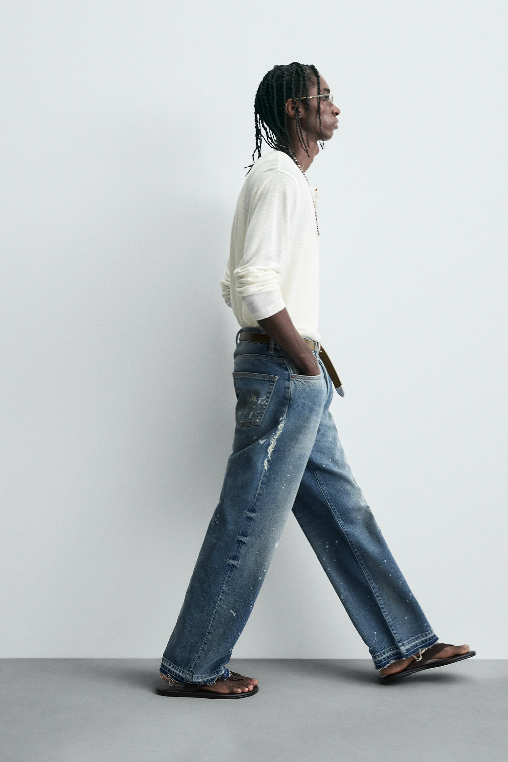 LOOSE FIT SPLATTER JEANS - Zara фото 6