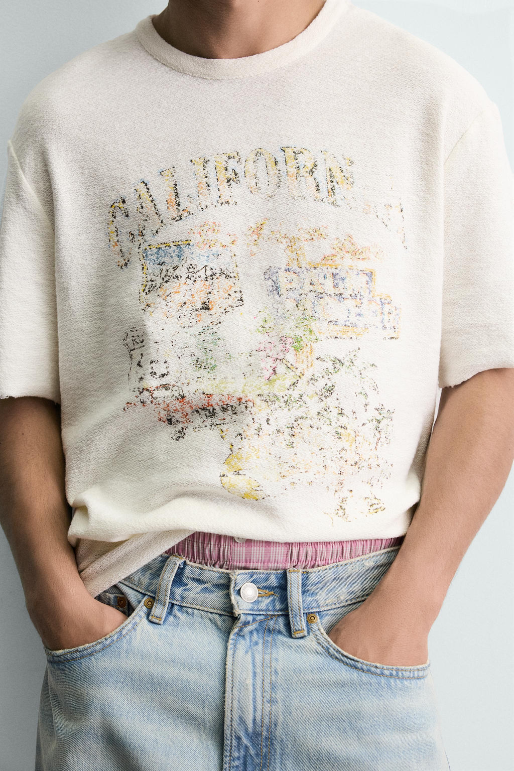 CAMISETA PUNTO ESTAMPADO LAVADO / Crudo