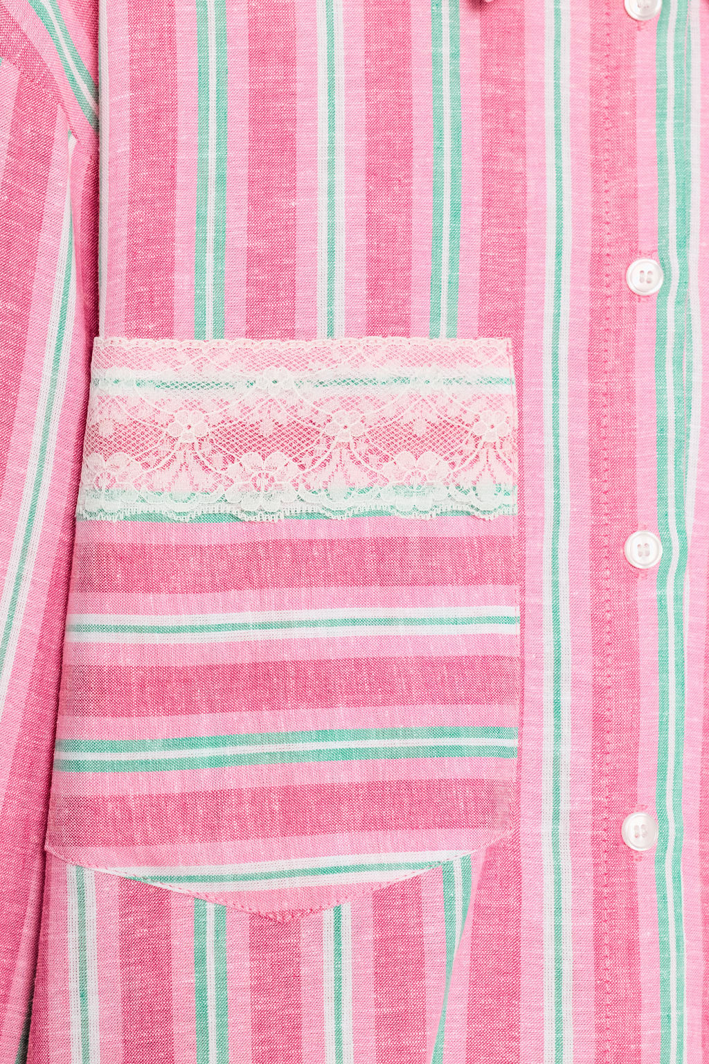 CAMISA CORTA RAYAS ENCAJE / Rosas - Zara фото 7