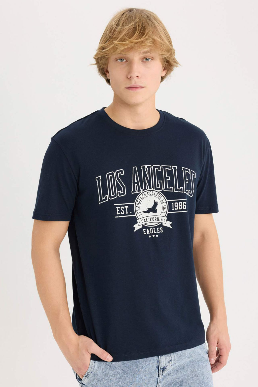 Regular Fit Bisiklet Yaka Bask?l? K?sa Kollu Tisort - Defacto фото 2