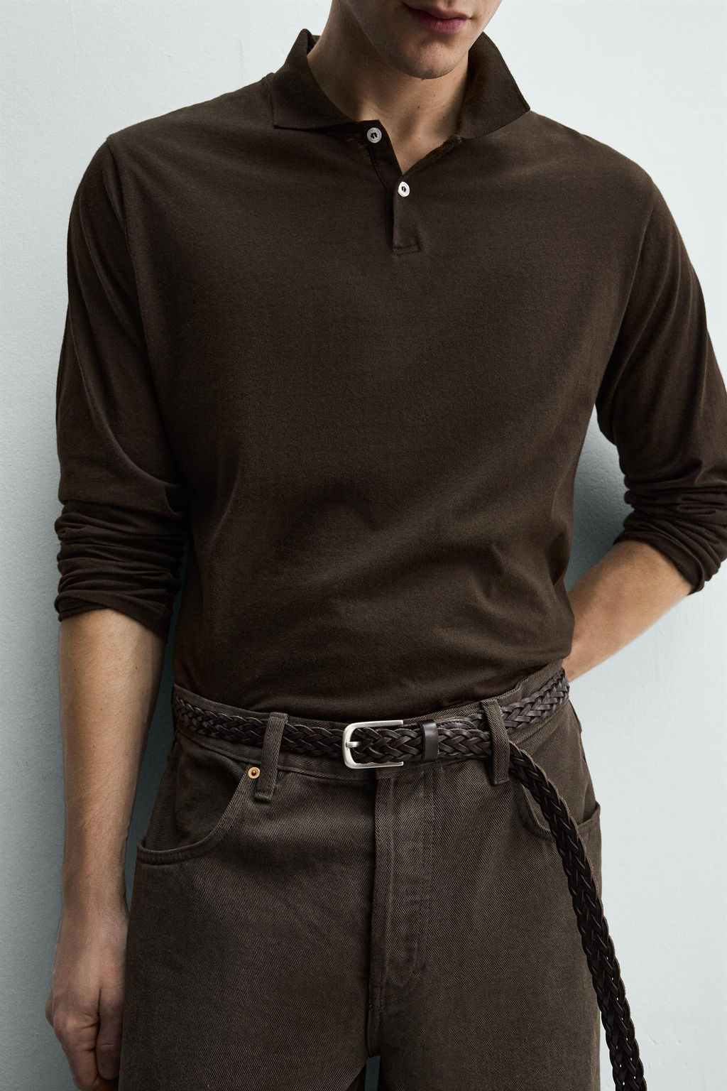 POLO REGULAR FIT ESTRUCTURA ALGOD?N / Marr?n - Zara фото 6