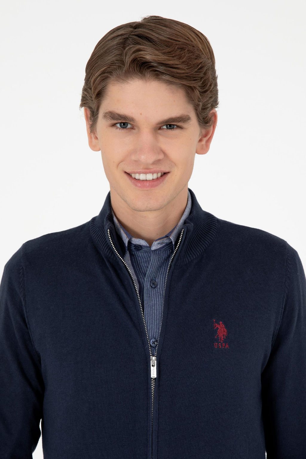 Мужской темно-синий базовый трикотажный кардиган Неожиданная скидка в корзине - U.s. polo assn фото 9