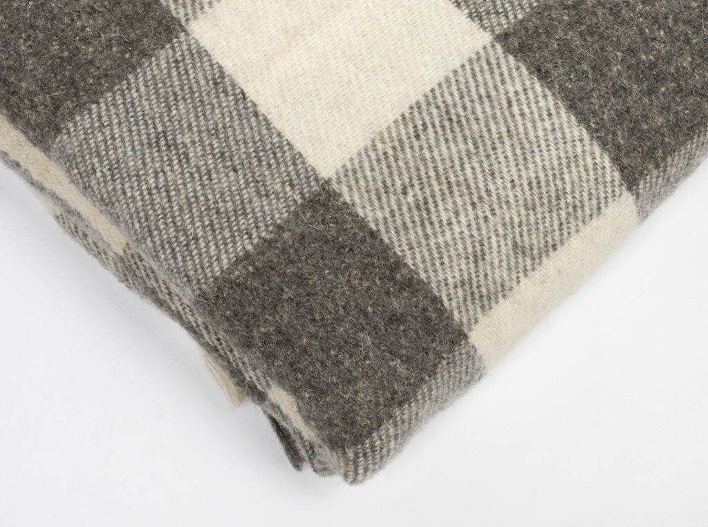 Плед п/шерсть 50% ОП-400 140*200 клетка цв. серый (Россия