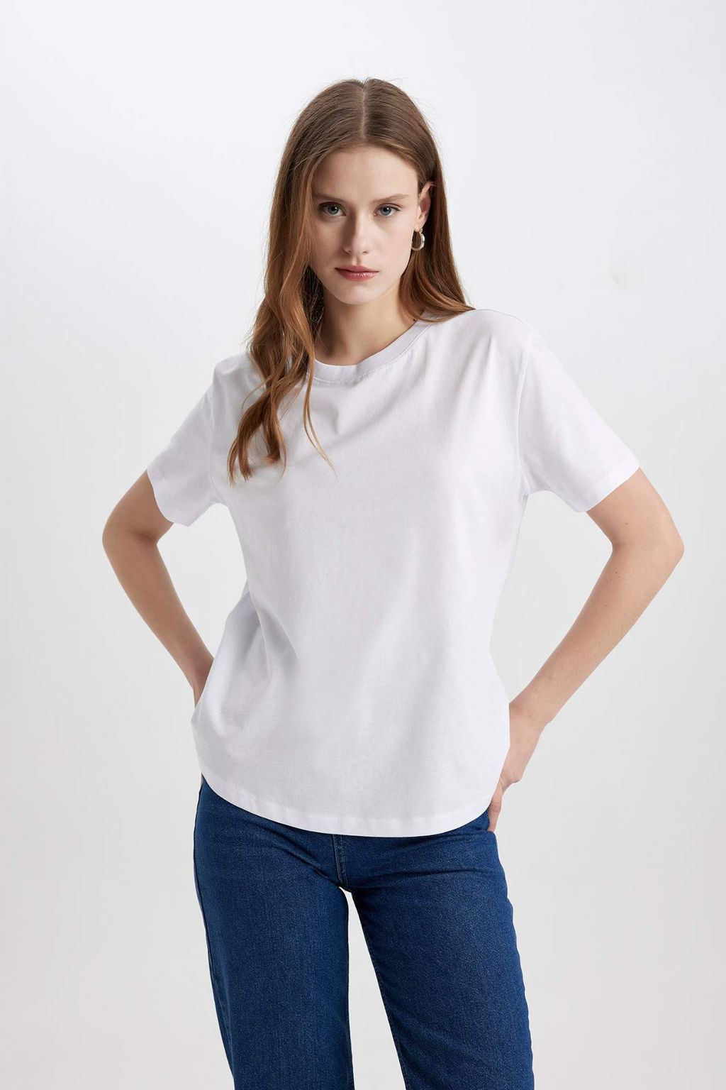 Regular Fit Bisiklet Yaka Penye Basic K?sa Kollu Tisort - Defacto фото 2