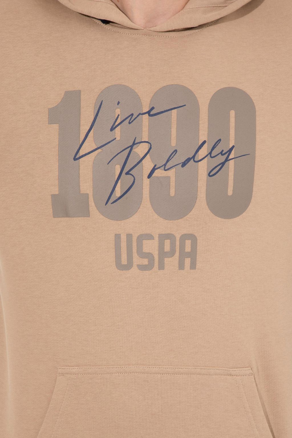 U. S. Polo Assn Мужская толстовка с капюшоном светло-коричневого цвета - U.s. polo assn фото 6