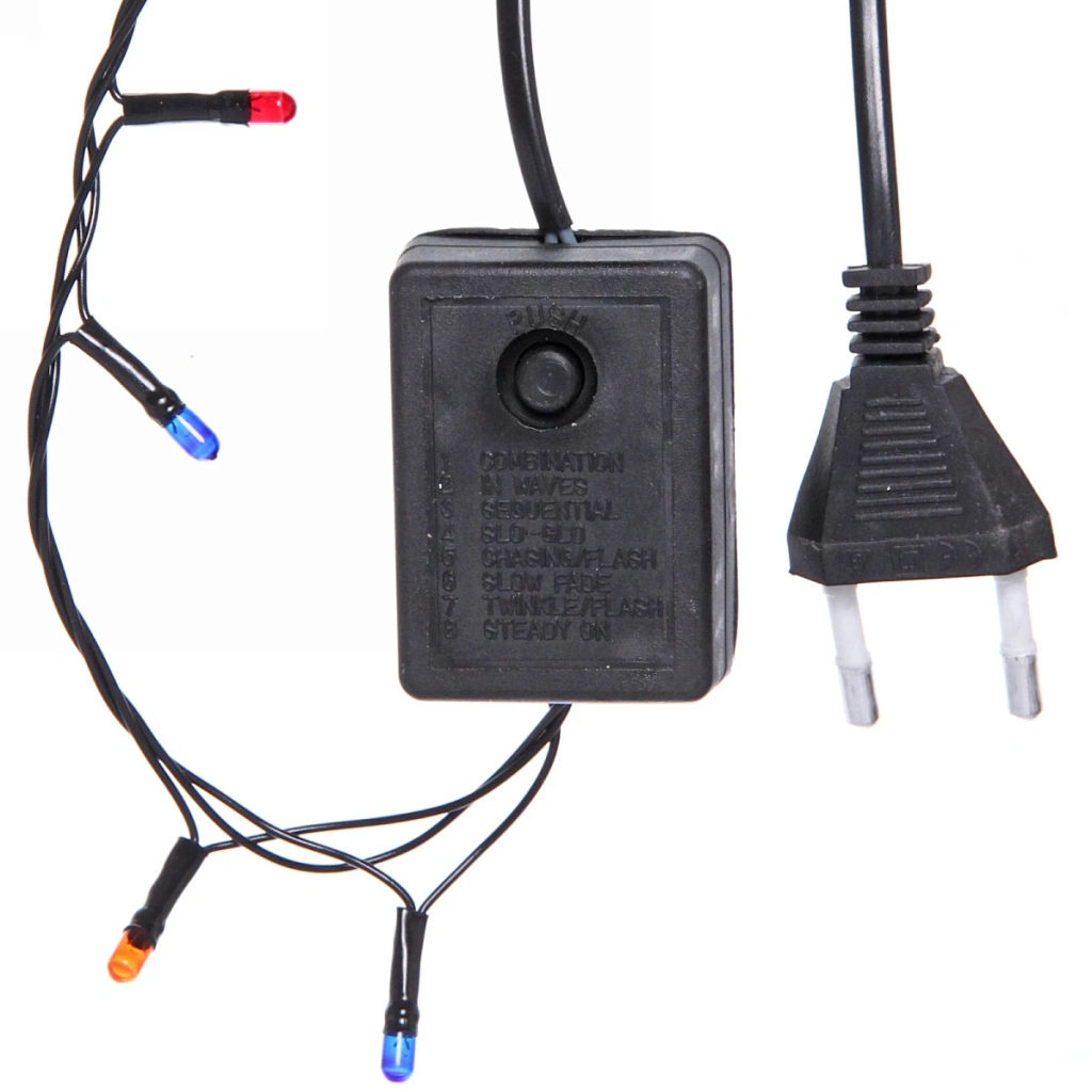 Гирлянда для дома MINI 9м 180 ламп, 8 реж, зеленый провод IP-20, Мультицвет