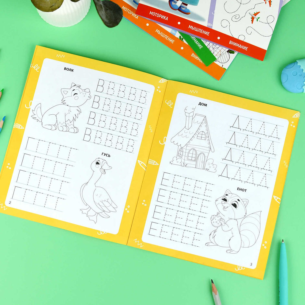Книжка с заданиями для детей. Серия "Готовим руку к письму" арт. 72157 ПИШЕМ ПЕЧАТНЫЕ БУКВЫ /165?205 мм, 8 л., блок - офсет 100 г/м?, полноцветная печать, обл - мелованная бумага 170 г/м?, мягкий переплёт (2 скобы),