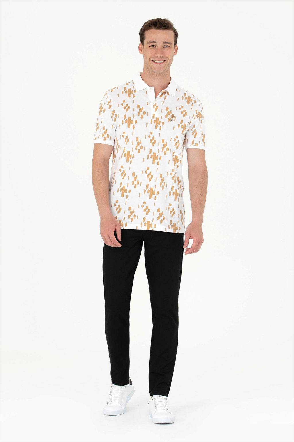 U. S. Polo Assn Мужская футболка светло-коричневого цвета с воротником-поло - U.s. polo assn фото 4