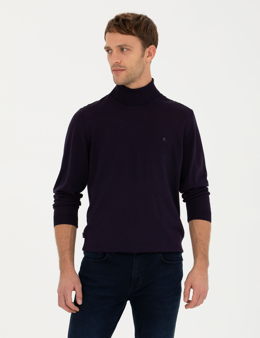 Mor Slim Fit Bal_k__ Yaka Y_n Kar___ml_ Basic Triko Kazak