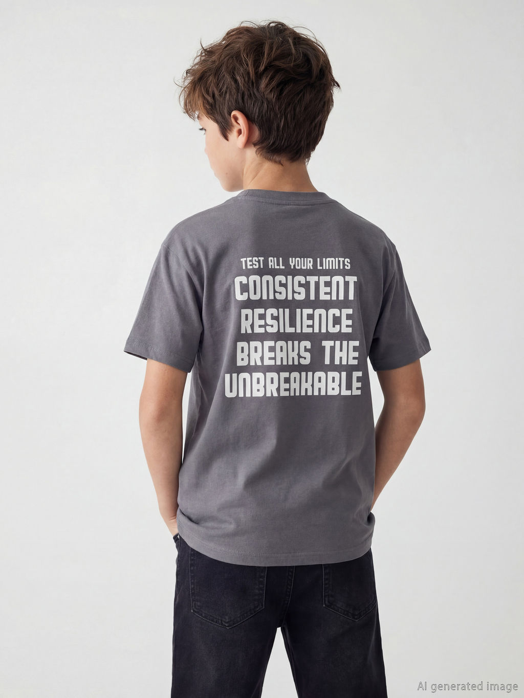 Bisiklet Yaka Bask?l? Erkek ?ocuk Ti??rt