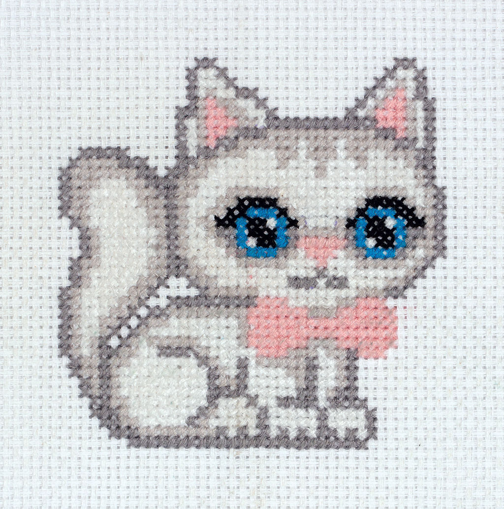 Klart набор для вышивания 12-059 Белый котик 10 х 10 см