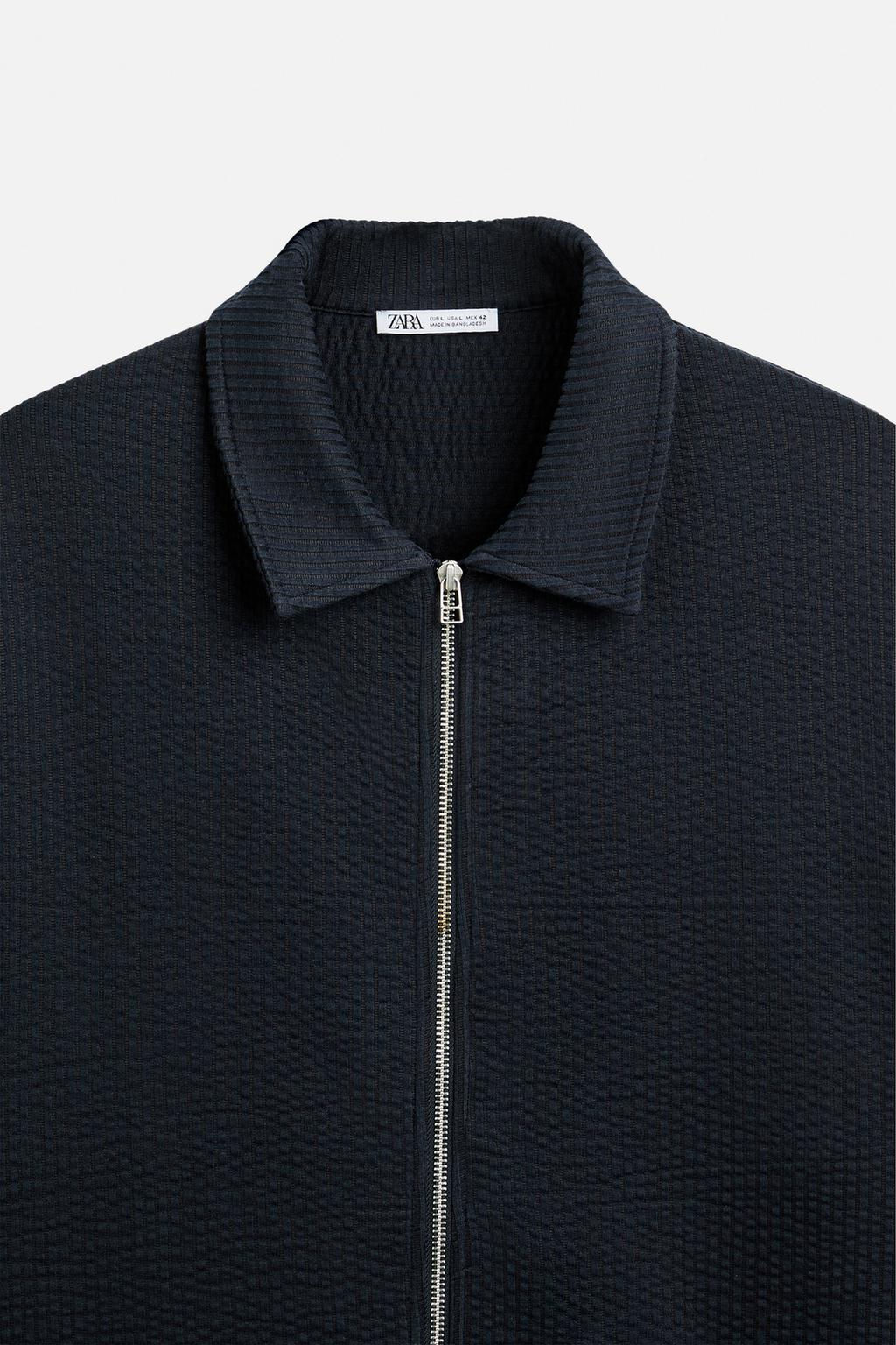SEERSUCKER POLO SHIRT WITH ZIP - Zara фото 9