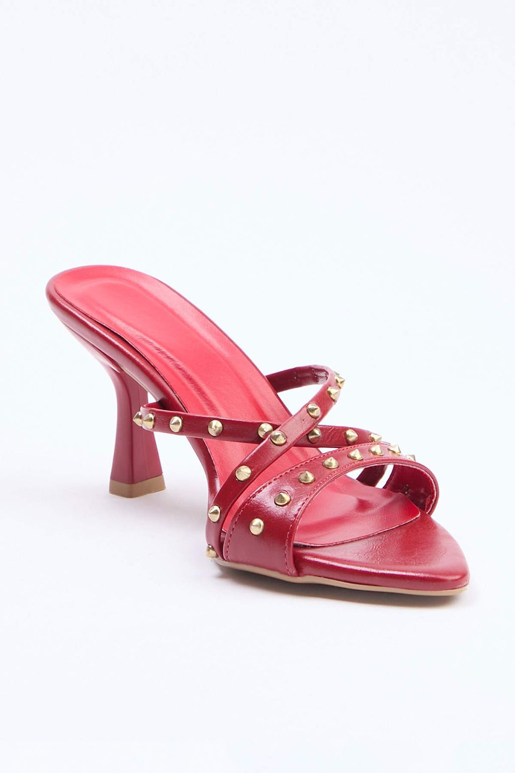 K?rm?z? Trok Detayl? 7,5 cm Kad?n Topuklu Ayakkab? TAKSS26TO00069