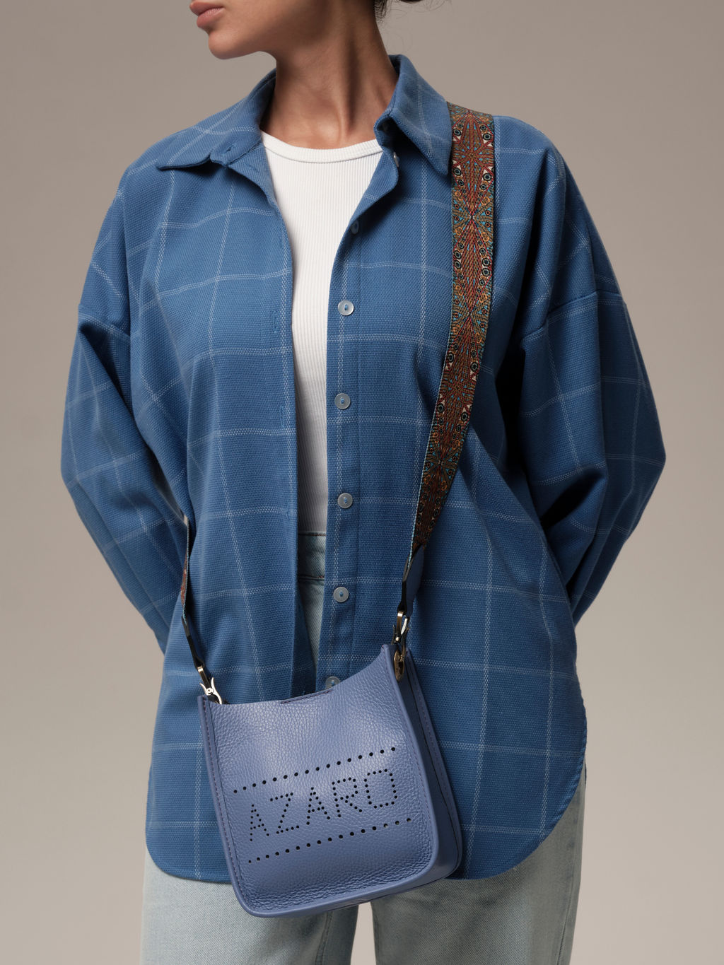 Сумка кожаная на плечо Azaro 30996 сиреневый закат