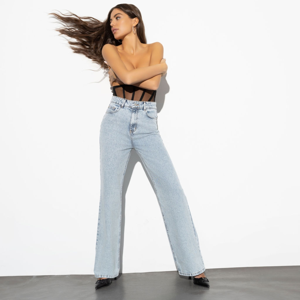 Джинсы палаццо с разрезами на пуговицах, Modena (light blue) - Charutti фото 4