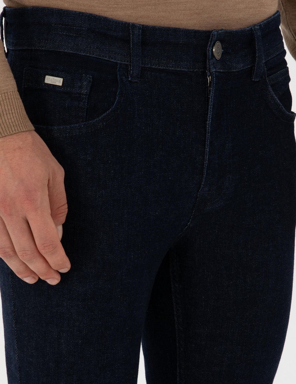 Lacivert Slim Fit Pamuk Kar___ml_ Jean Pantolon
