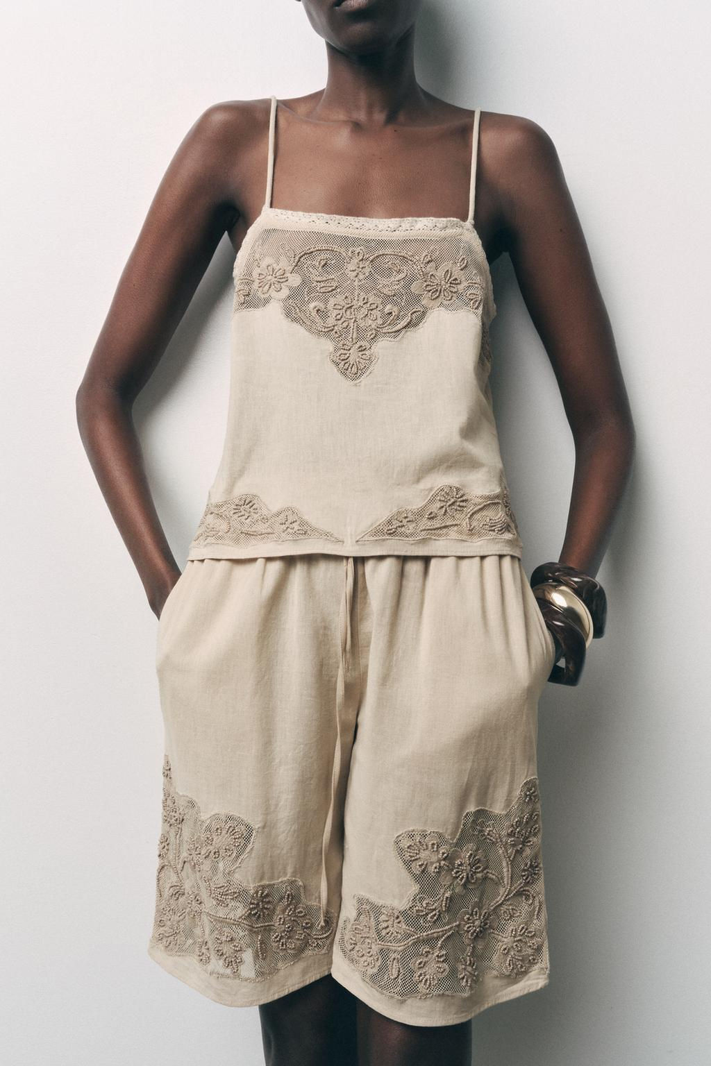 EMBROIDERED BEAD BERMUDA SHORTS - Zara фото 2